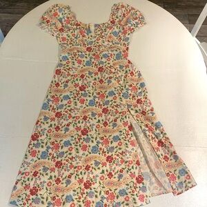 💗💙🧡SHEIN Long slit dress with flowers MEDIUM